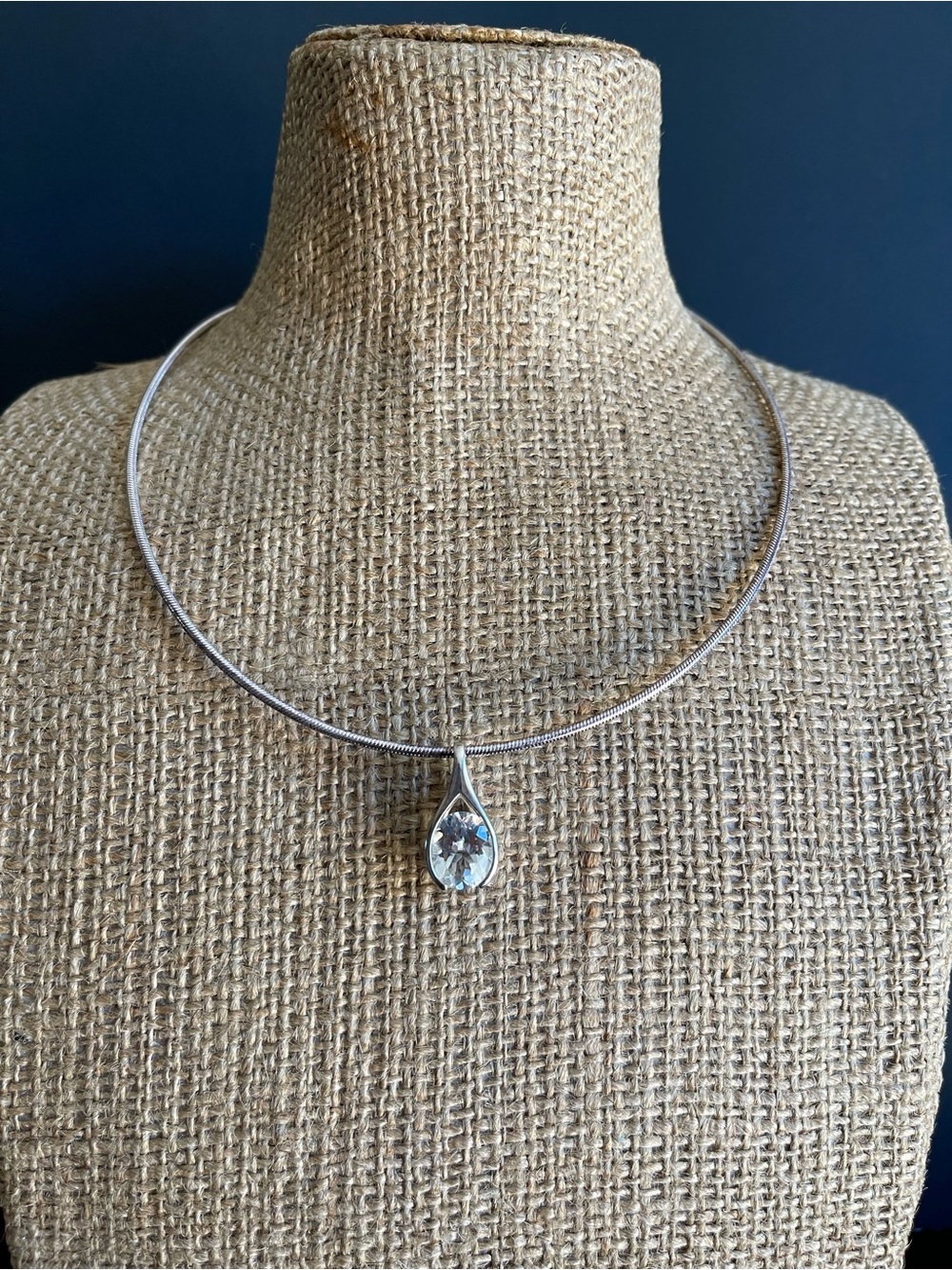 Italy 925 s silver CZ pendant omega necklace.
